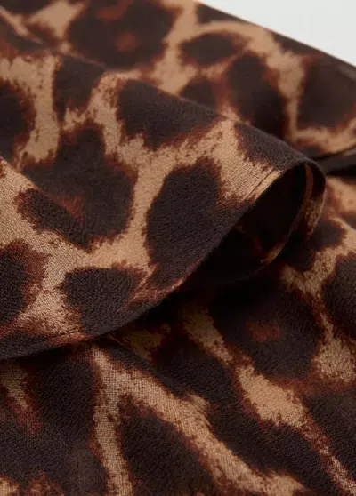 Mango Foulard Léopard À Finitions Effilochées In Brown