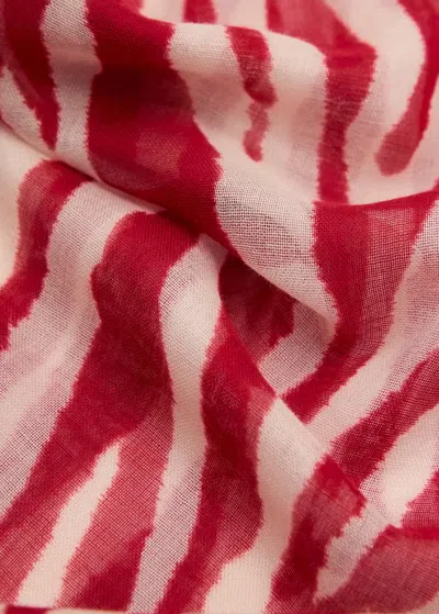 Mango Zebra Cotton Blend Scarf Red