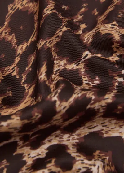 Mango Animal-print Satin Scarf Brown
