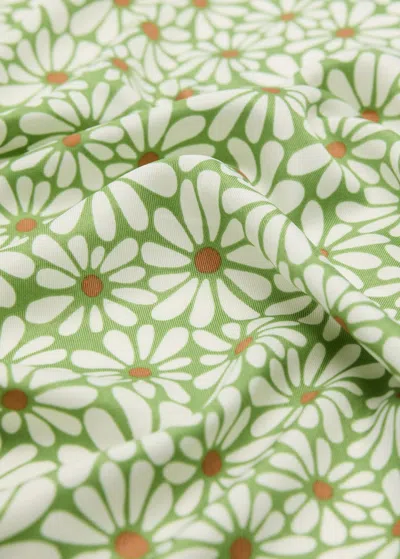 Mango Mini Flower Satin Scarf Green