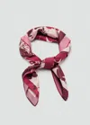 Mango Foulard Satiné Imprimé À Fleurs Grenat - Femme - Taille Unique -