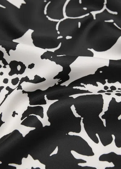 Mango Floral-print Satin Scarf Black