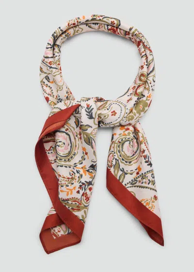 Mango Paisley Satin Scarf Burnt Orange
