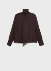 Mango Foulard Texture Blouse Chocolate In Brown