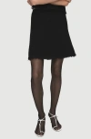 Mango Fray Hem Tweed Miniskirt In Black