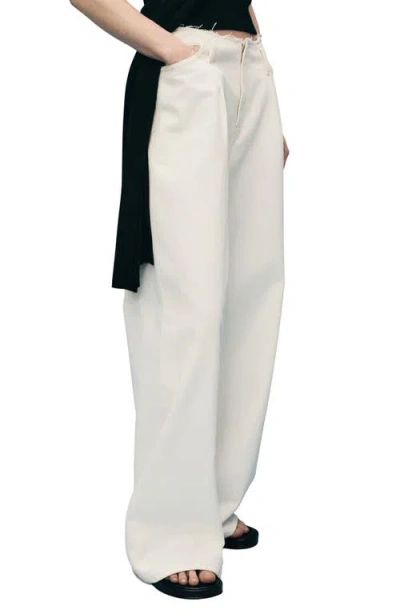 Mango Fray Waist Wide Leg Jeans
