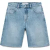 Mango Frayed Denim Bermuda Shorts In Blue