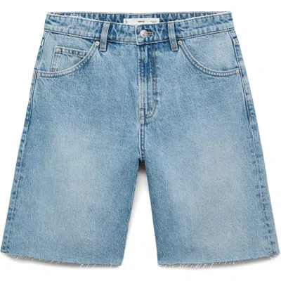 MANGO MANGO FRAYED DENIM BERMUDA SHORTS