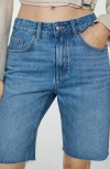 Mango Bermuda En Jean Droit In Medium Blue