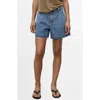 Mango Frayed Hem Denim Shorts In Blue