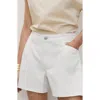 Mango Frayed Hem Denim Shorts In White