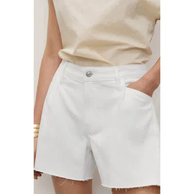 Mango Frayed Hem Denim Shorts In White
