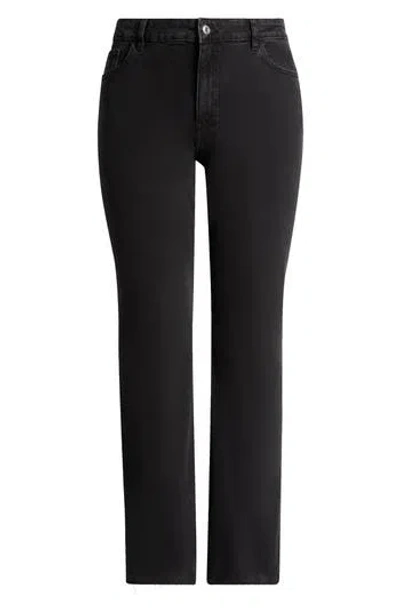 Mango Frayed Mid Rise Flare Jeans In Black