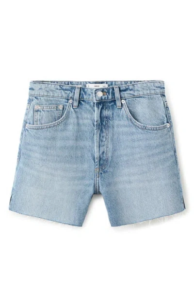 Mango Frayed Side Slit Denim Shorts In Multi