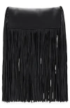 Mango Fringe Leather Clutch In Black