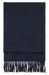 Mango Fringe Scarf In Dark Navy