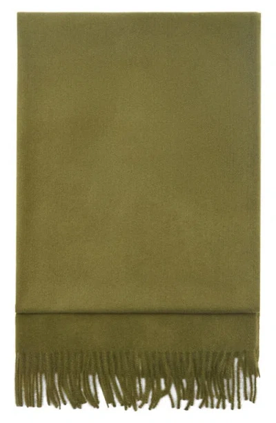 Mango Fringe Scarf In Khaki Green