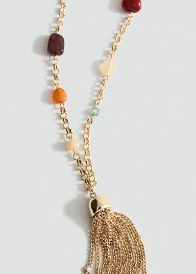 Mango Collier Perles Franges Or - Femme - Taille Unique -  In Gold