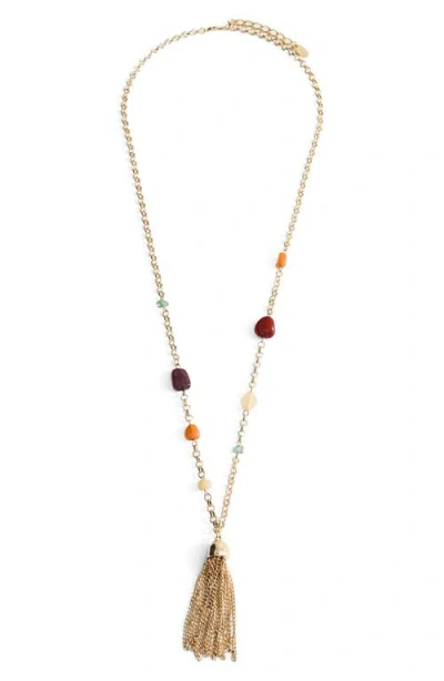 Mango Fringed Bead Necklace In Gold