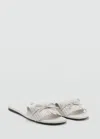 Mango Fringed Sandals With Bow Detail White