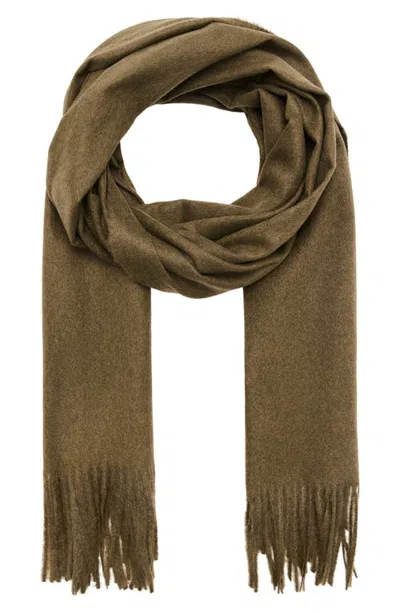 Mango Fringed Scarf In Green
