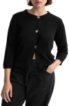 Mango Front Button Cardigan In Black