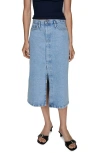 MANGO MANGO FRONT SLIT DENIM MIDI SKIRT