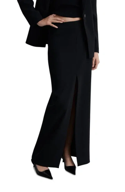 Mango Front Slit Skirt In Black