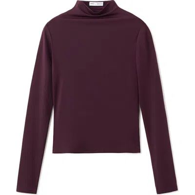 Mango Funnel Neck Long Sleeve T-shirt In Purple