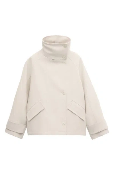 Mango Funnel Neck Parka In White