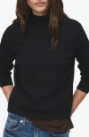 Mango Knitted Sweater With Perkins Neck In Black