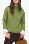 Mango Knitted Sweater With Perkins Neck In Green