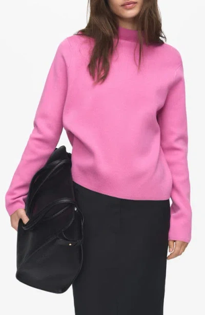 Mango Funnel Neck Sweater In Pink