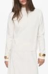 Mango Funnel Neck Sweater In White