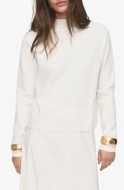 Mango Funnel Neck Sweater In White