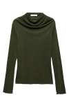 Mango Funnel Neck T-shirt In Khaki Green