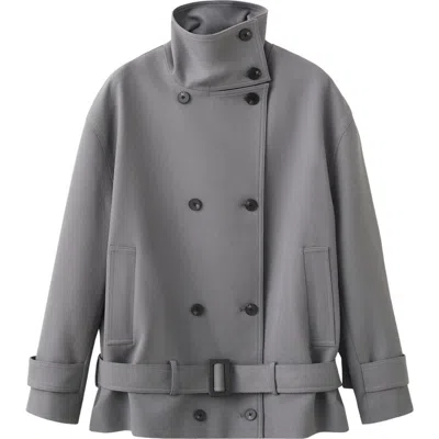 Mango Funnel Neck Trench Coat With Belt In Multi