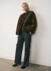 Mango Fur-effect Coat With Appliqués Khaki