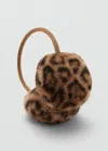 Mango Fur-effect Earmuffs Medium Brown In Brown
