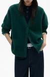 Mango Fuzzy Cardigan In Blue