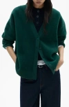 Mango Fuzzy Cardigan In Petrol
