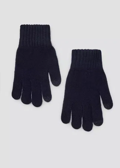 Mango Gants En Maille In Bleu Marine