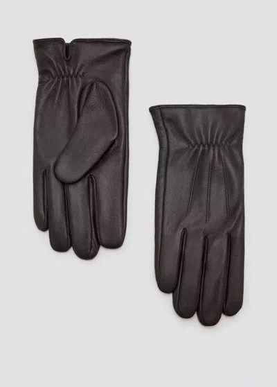 Mango Gants En Simili-cuir In Marron