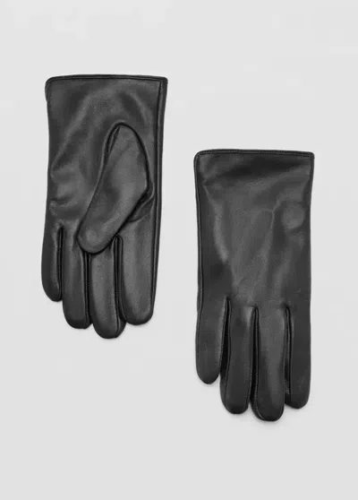 Mango Gants En Simili-cuir In Noir