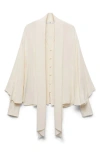 Mango Garden Button-up Top With Scarf In Light Beige