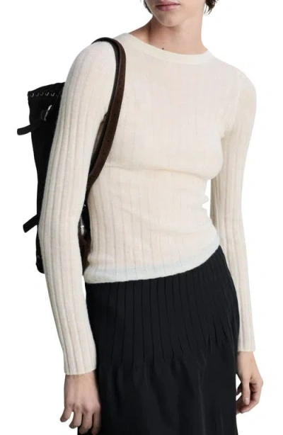 Mango Gardenia Slim Rib Sweater In Off White