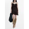 Mango Robe Gaze Bretelles Volants In Brown