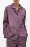 Mango Garment Dyed Button-up Shirt In Purple
