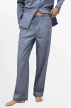 Mango Garment-dyed Cotton Pajama Pants In Blue