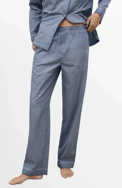 Mango Garment-dyed Cotton Pajama Pants In Blue